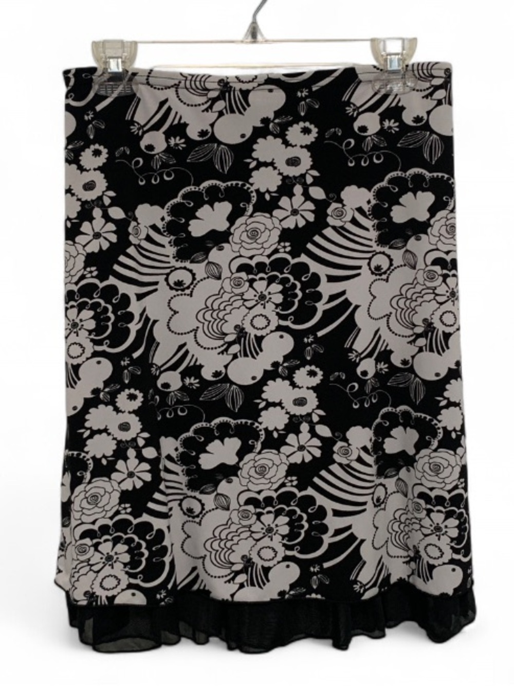 Y2K Wrapper Black & White Floral Skirt